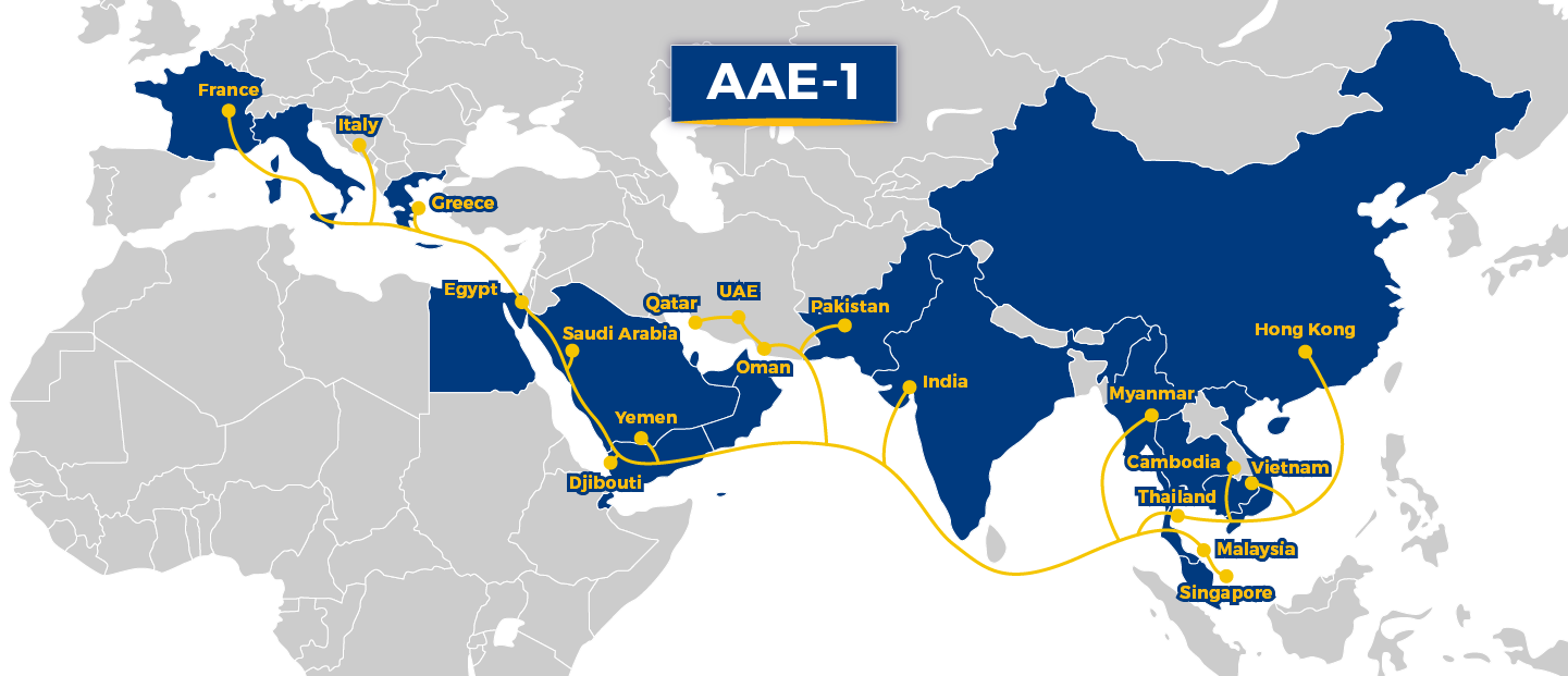 Djibouti Telecom - AAE-1 Map Redesign 2024 AAE1 Map