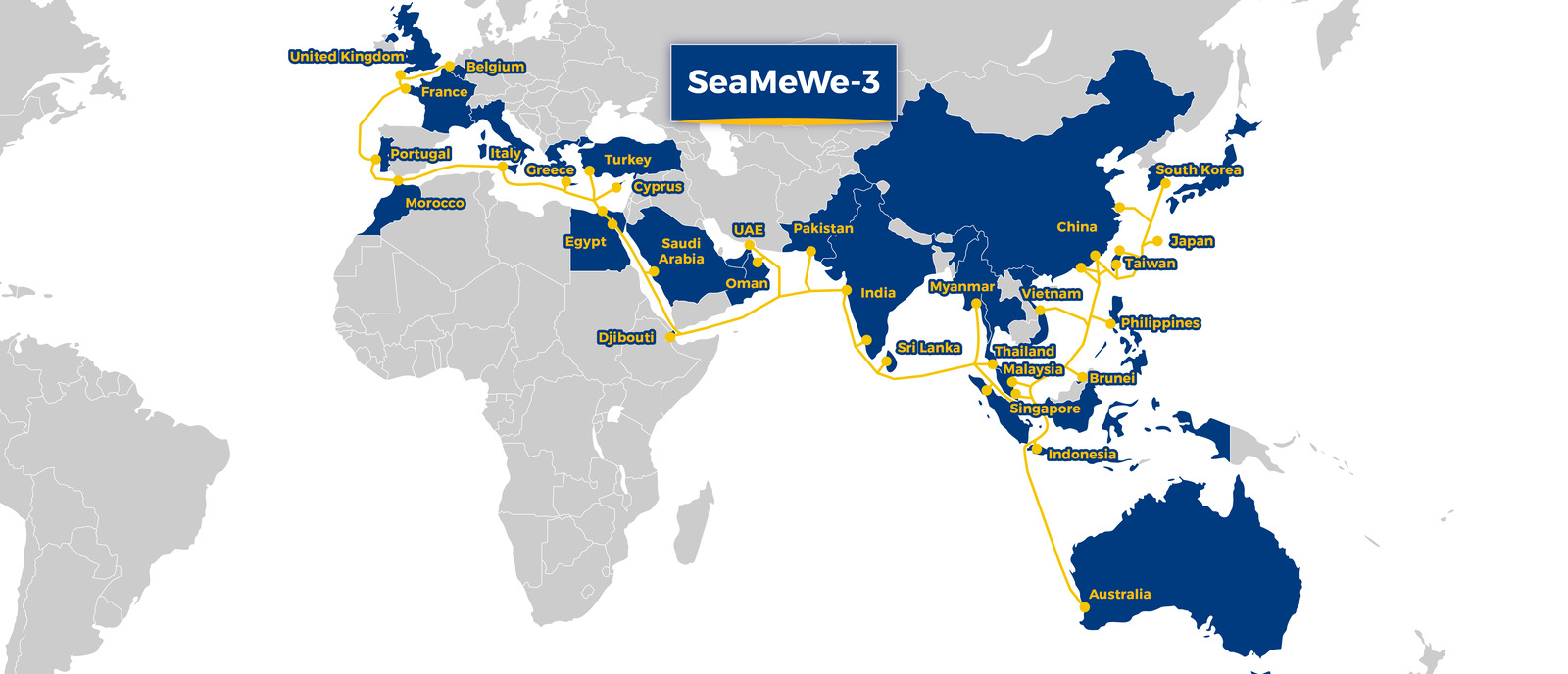 Djibouti Telecom Submarine Network_SeaMeWe 3 AAE1 Map